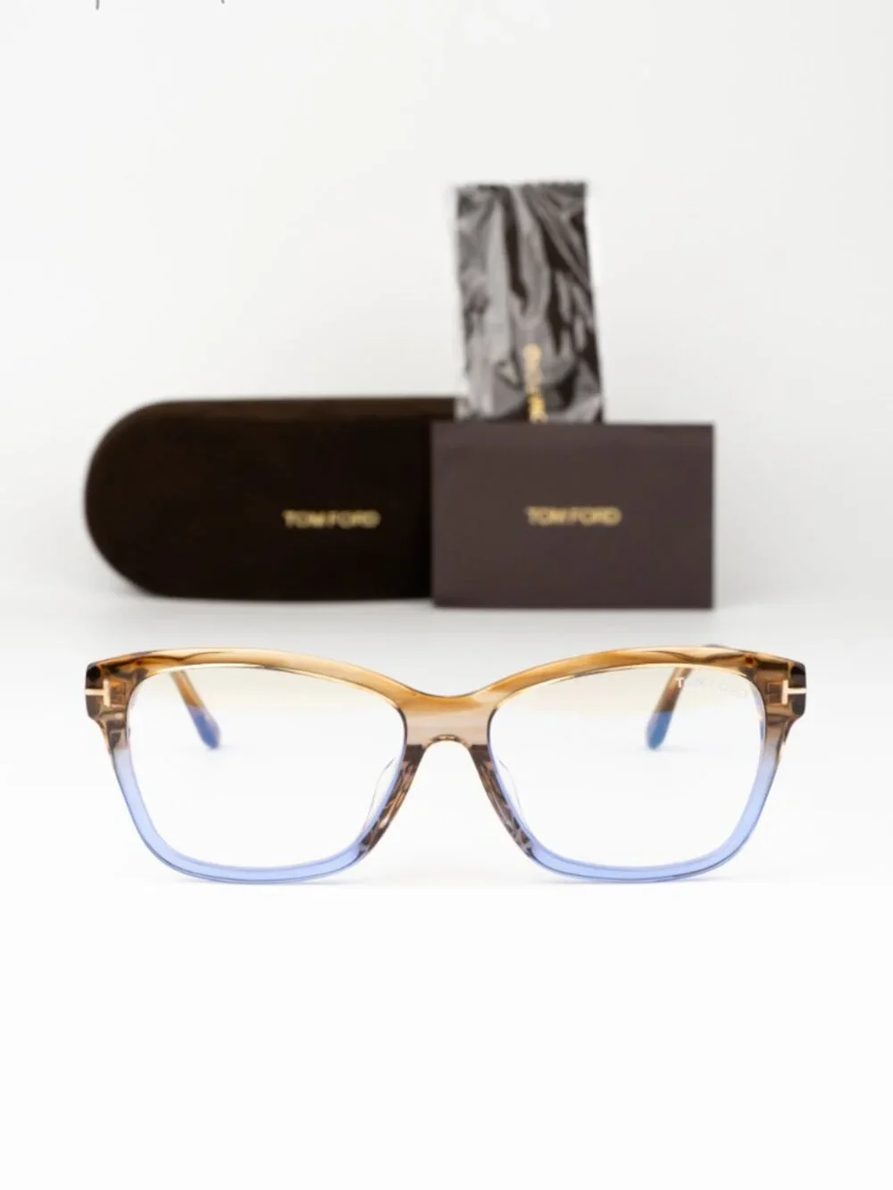 Tom Ford Women Eyeglasses Brown Violet Square FT5597-F-B 047 NEW AUTHENTIC